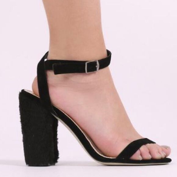 Jayde Fur Block Heel, SZ (39) 8 - Picture 1 of 6